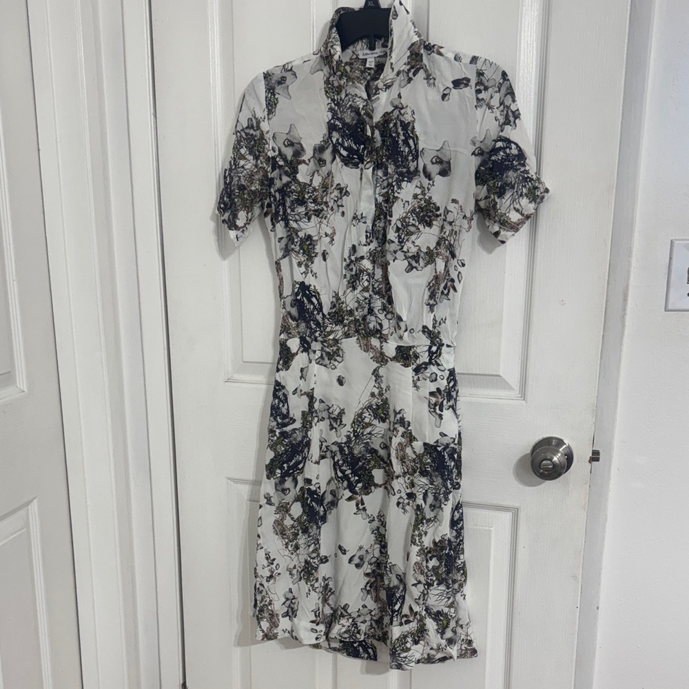& Other Stories Black and White Floral Midi Dress